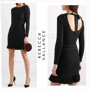 Rebecca Vallance Majorca Pointelle Knit long Sleeve Mini Black Dress Size 0
